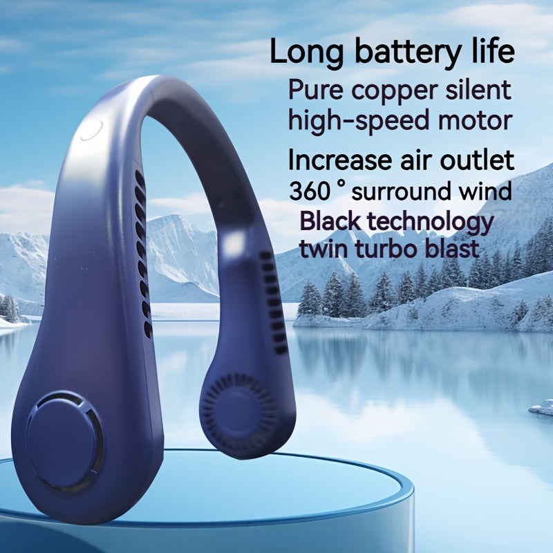 Large Diameter No-Blade Neck Fan with 5 Speed USB Rechargeable 360° Cooling