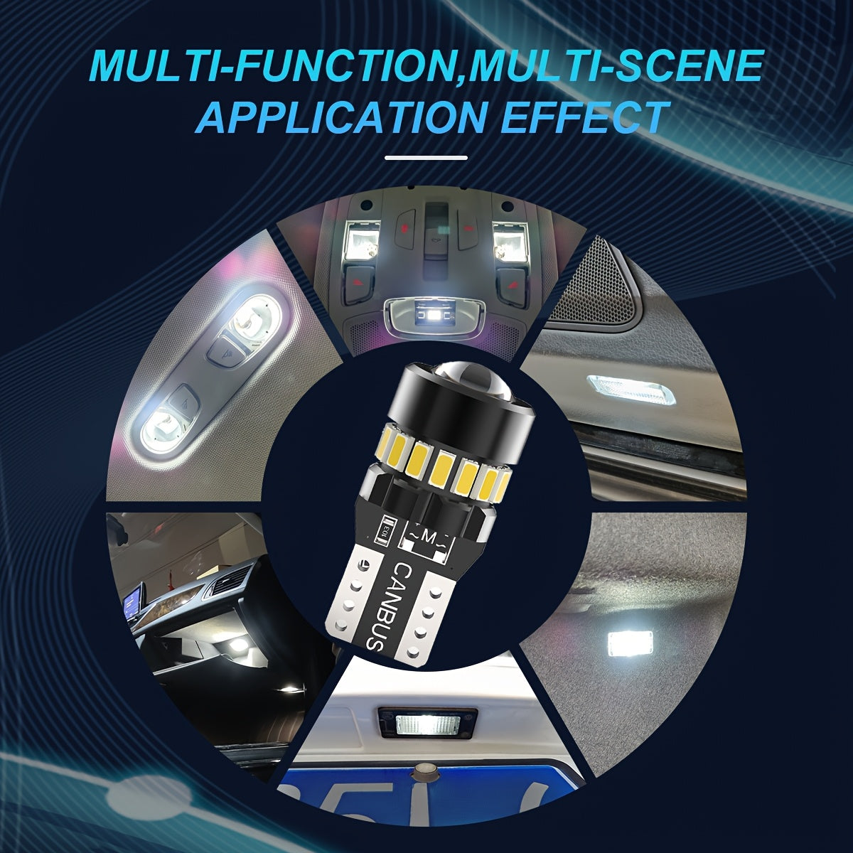 2 Pcs T10 W5W LED Headlight Bulbs for Car Interior Dome Map Door License Plate Black