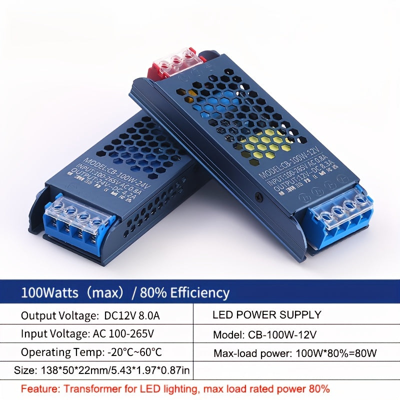 LED chiroq lentalari, transformatorli LEDlar uchun mos, AC110V-220V dan DC12V/24V ga, 60w/100w/200w/300w da mavjud.