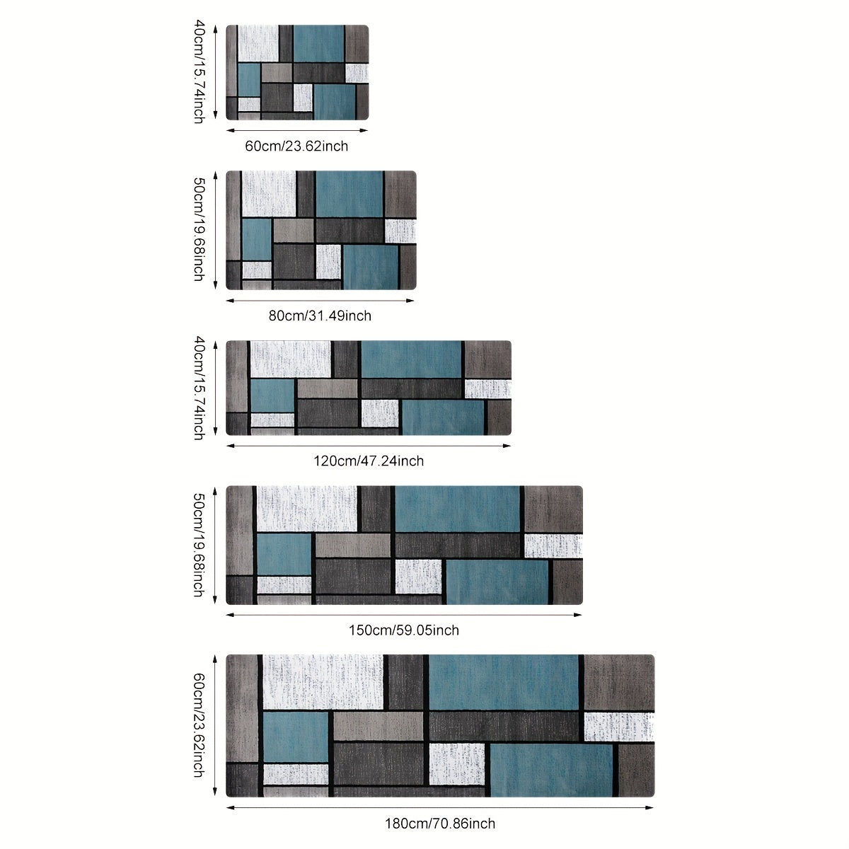 Alfombra de suelo de cocina de poliéster resistente a las manchas y antideslizante con diseño geométrico para cocina y sala de estar