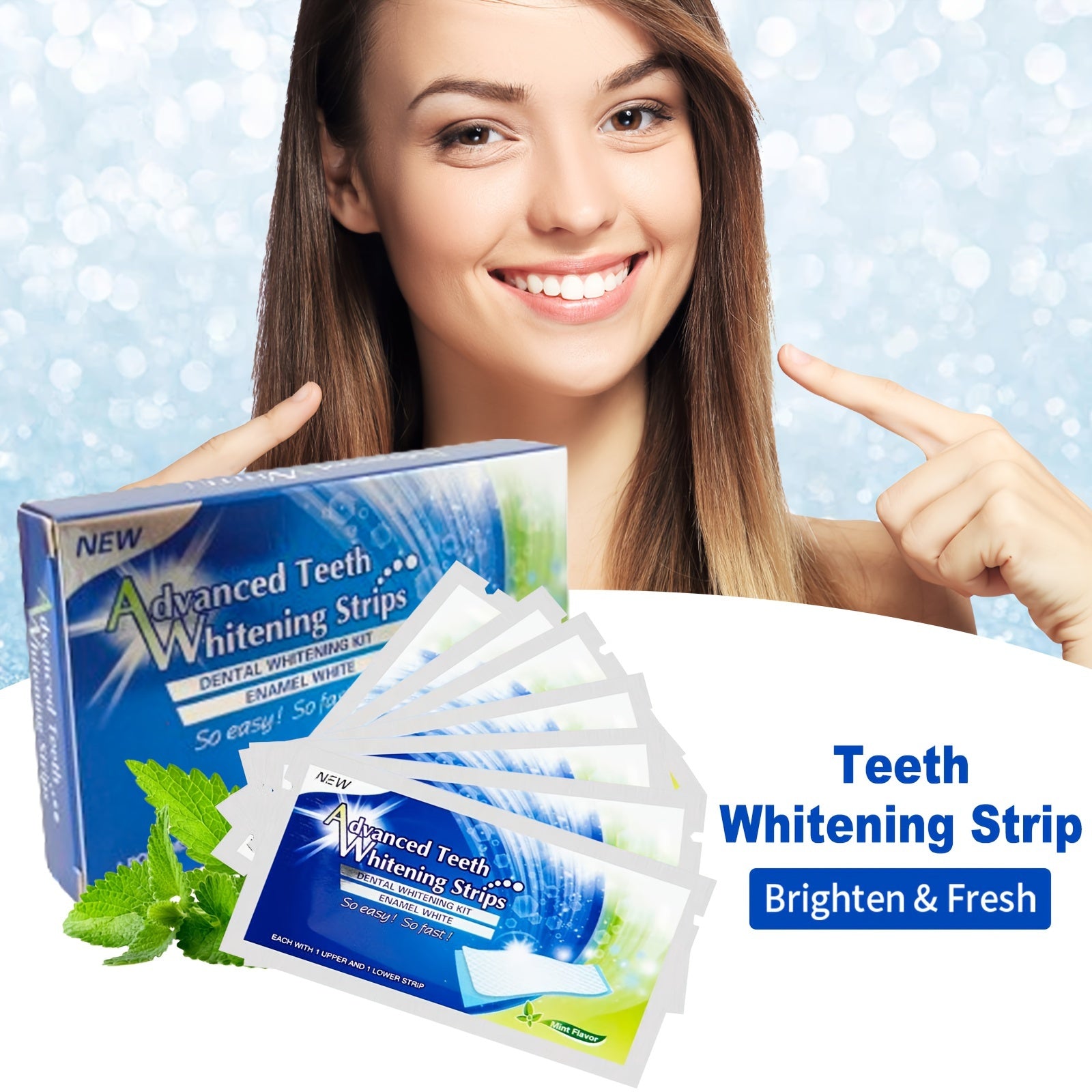 Mint Teeth Whitening Strips 7/14/21/28 Sets with Toothbrush for Daily Travel