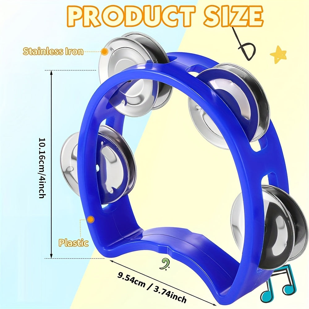 Pandereta de percusión para niños con 4 campanas, a prueba de agua, de plástico, instrumento musical para niños y fiestas