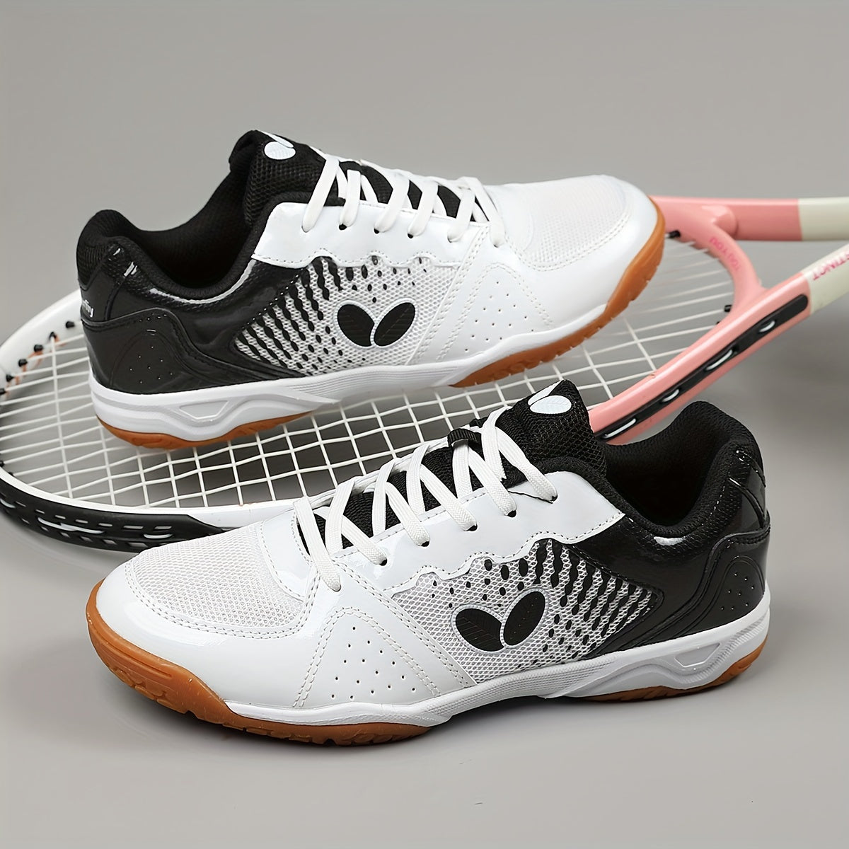 Blue and Orange Breathable Sports Shoes for Badminton and Table Tennis All-Season Lightweight Durable Sole