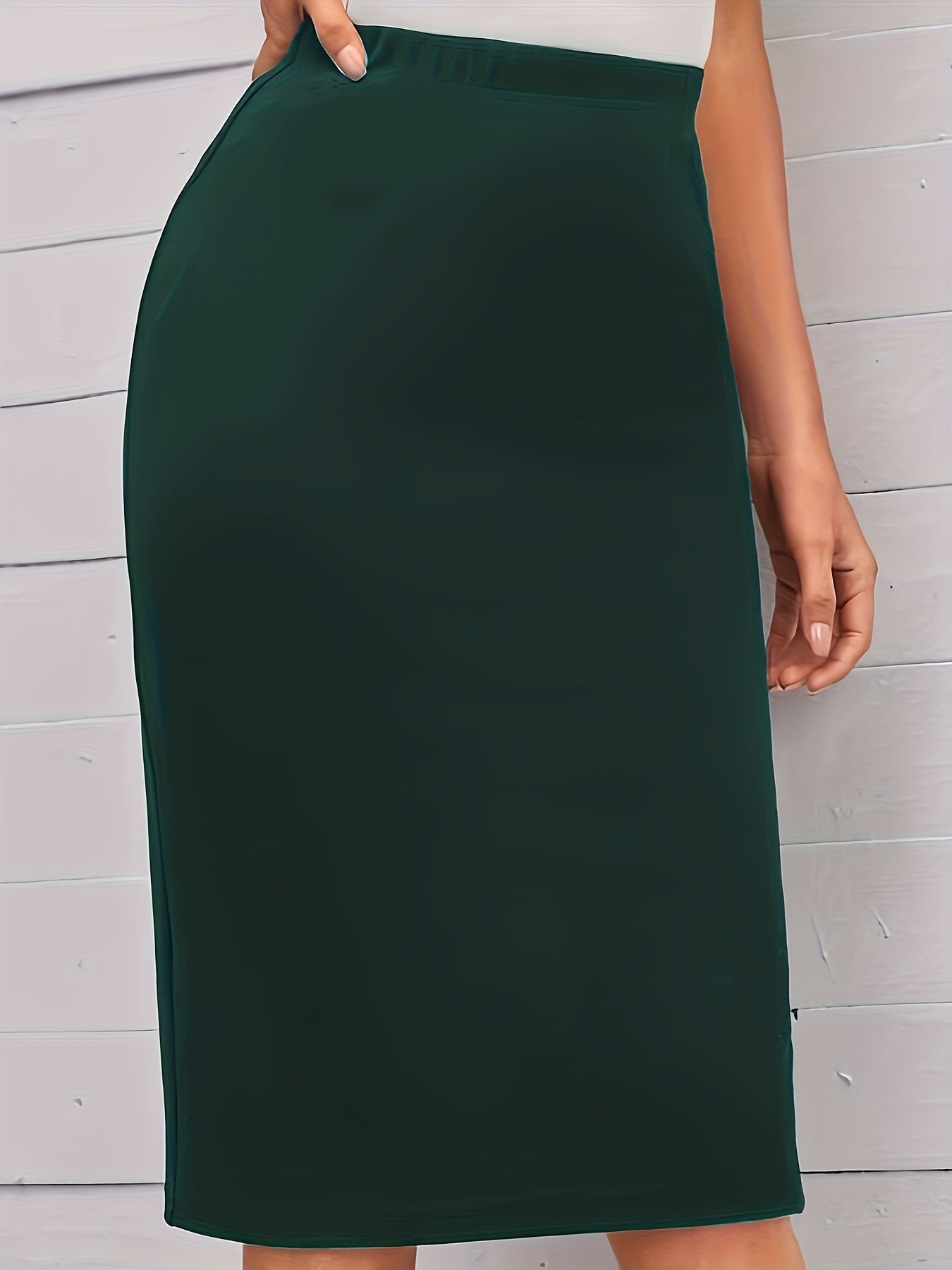 Plus Size Pencil Skirt Polyester Knit Geometric Pattern Stretchable Spring Summer Fall