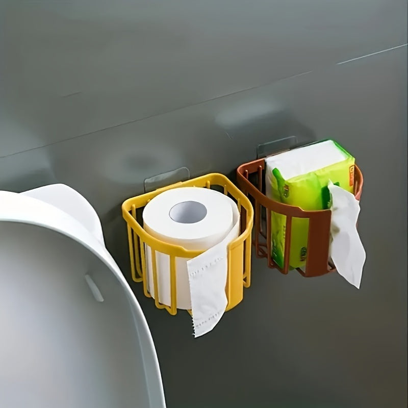 An'anaviy uslubdagi hammomlar va oshxonalar uchun plastik devorga o'rnatiladigan hojat qog'ozi tutgichi, qog'oz roliklari uchun yopishqoq saqlash savati bilan. Uy tartibini tashkil etish uchun ideal.