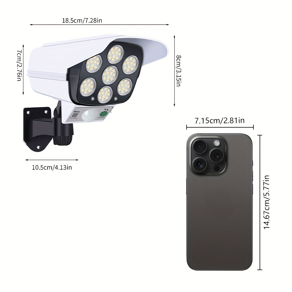 Solar Powered Outdoor Security Light with Motion Sensor and Fake Camera 77 LEDs