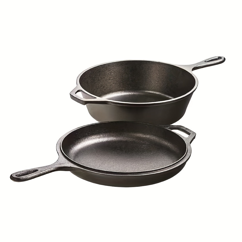Cast Iron Skillet Non-Stick Coating Dual-Purpose Frying and Baking Pan Ergonomic Handle
