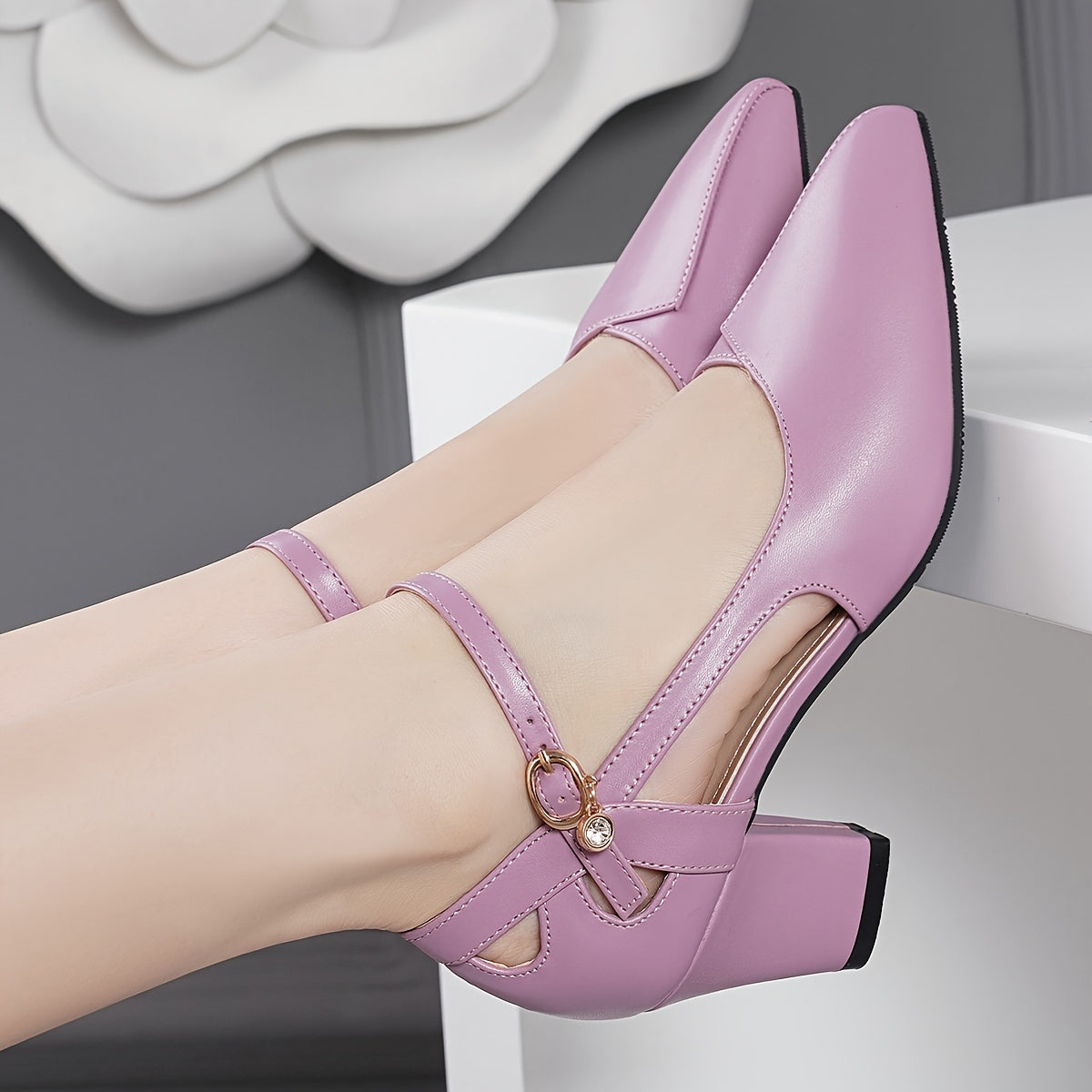 Women's Summer Sandals Heel Toe Strap Hollow Block Shoes