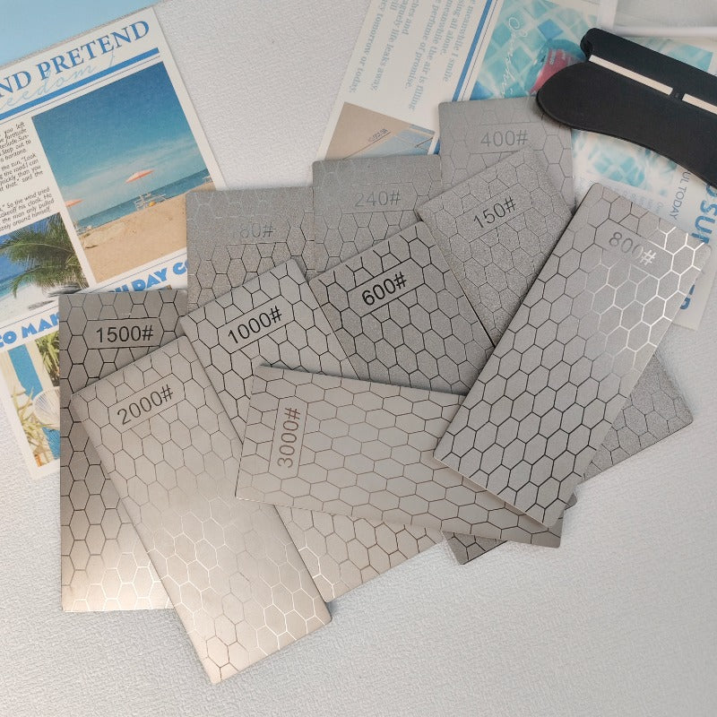 Honeycomb Frosted Stone Set of 9 Kitchen Tools Anti Slip Base Sharpening Tool Camping