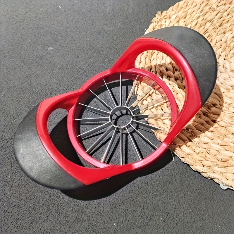 Corta manzanas de acero inoxidable, 16 rebanadas, mango de plástico rojo, antideslizante, a prueba de óxido