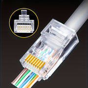Category 6 UTP RJ45 Ethernet Network Cable Connectors Male to Male Perforated Crystal Head