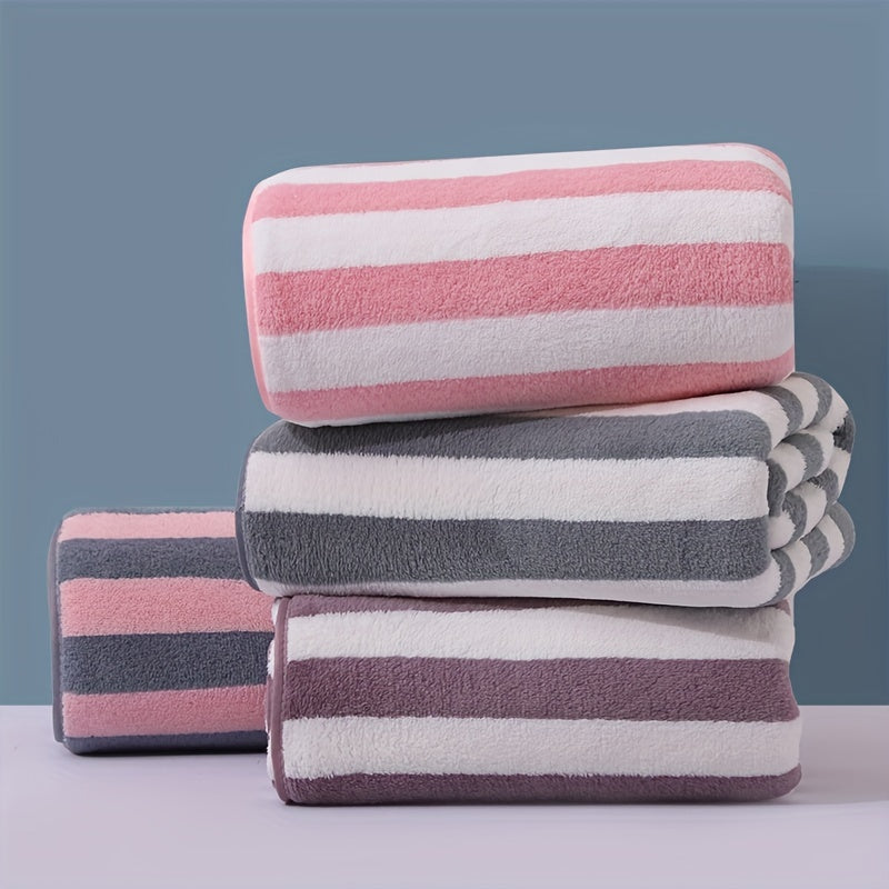 Microfiber Bath Towel Absorbent Quick-Dry with Colorful Stripes