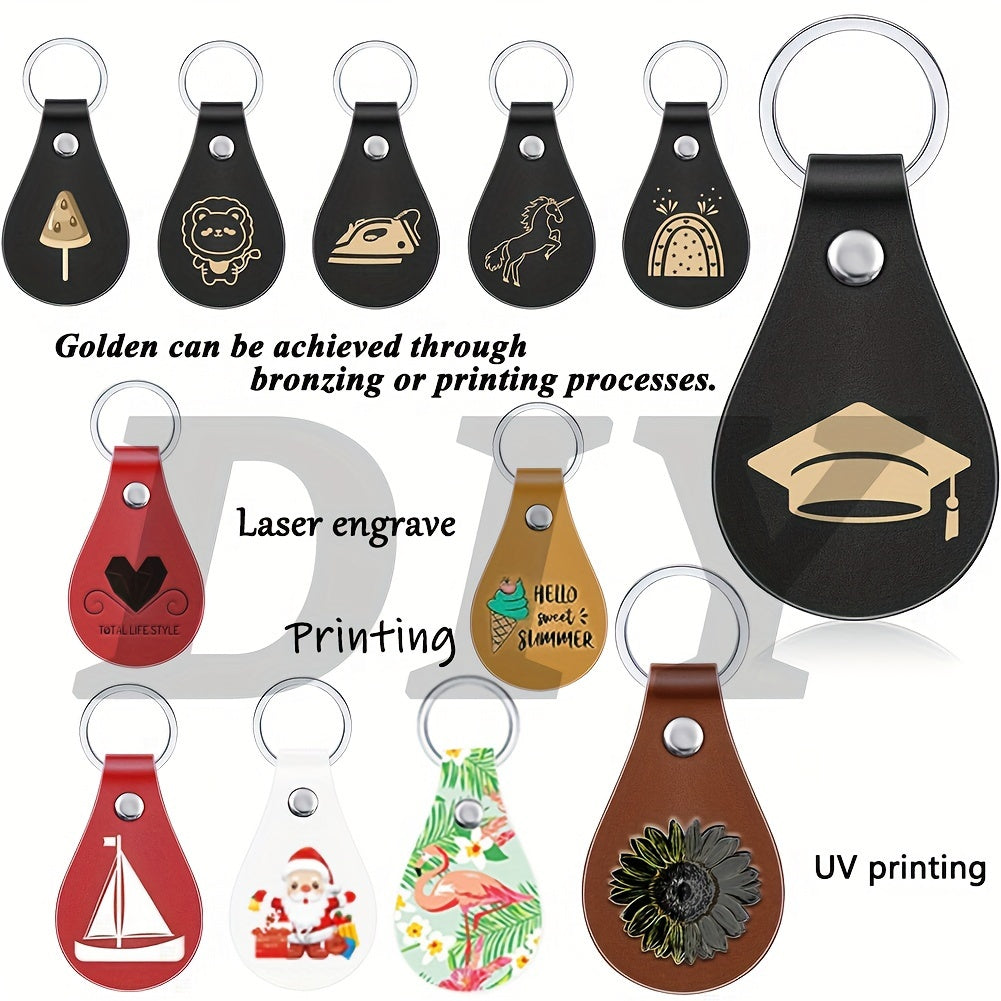 30 Pack PU Leather Key Fob Blanks with Laser Engraving for Gifting and Crafting