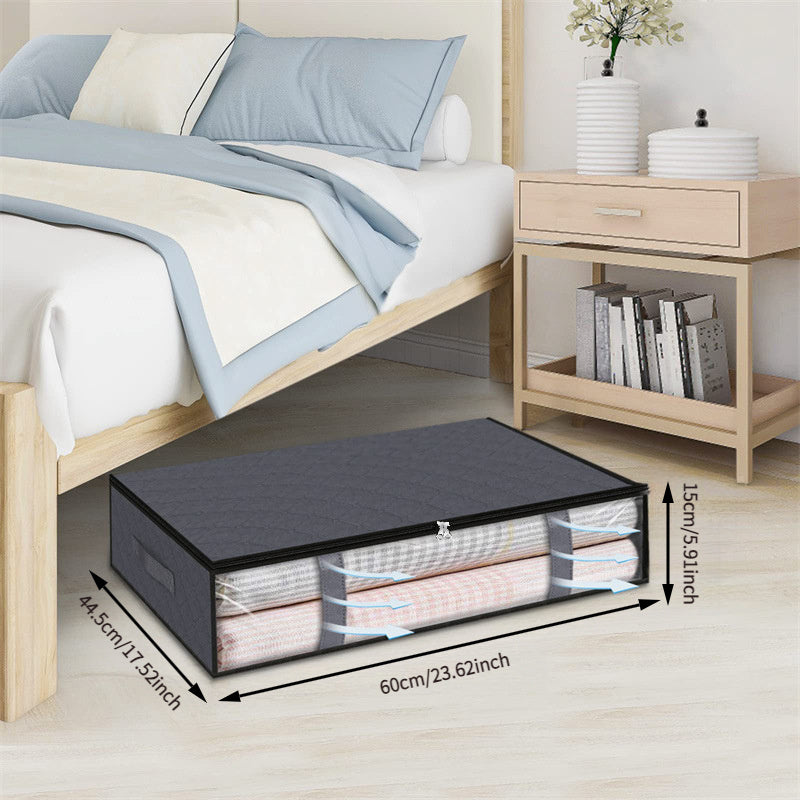 Caja de almacenamiento plegable para debajo de la cama, lavable, de tela no tejida para ropa, edredones, mantas, gris, negro, 1 pieza