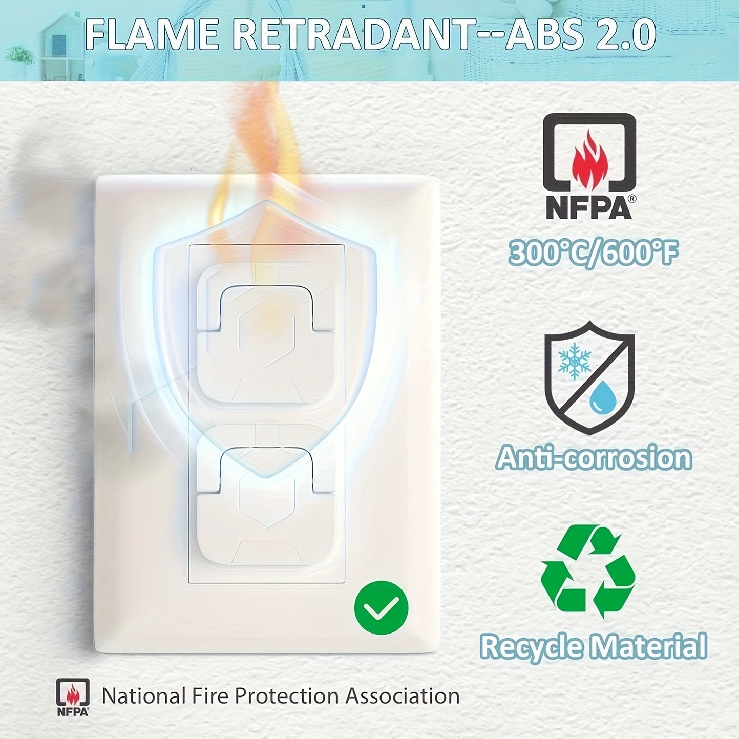 Child Safety Outlet Covers White Shock-Proof Lead-Free Plastic 30 or 60 Pieces