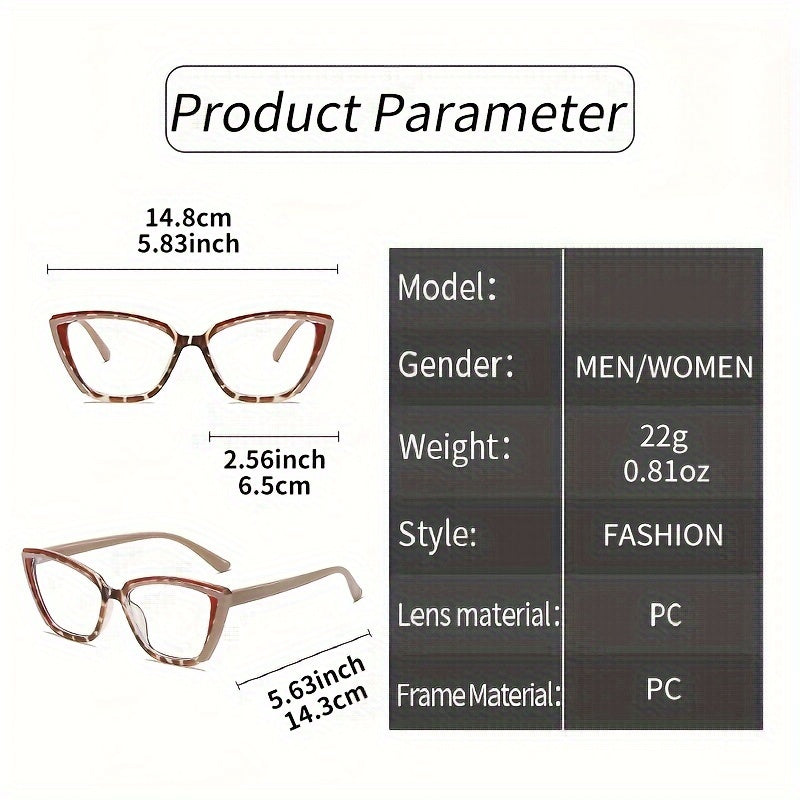 Retro Color Block Cat Eye Glasses for Women with Clear Lenses for Fashion and Computer Use