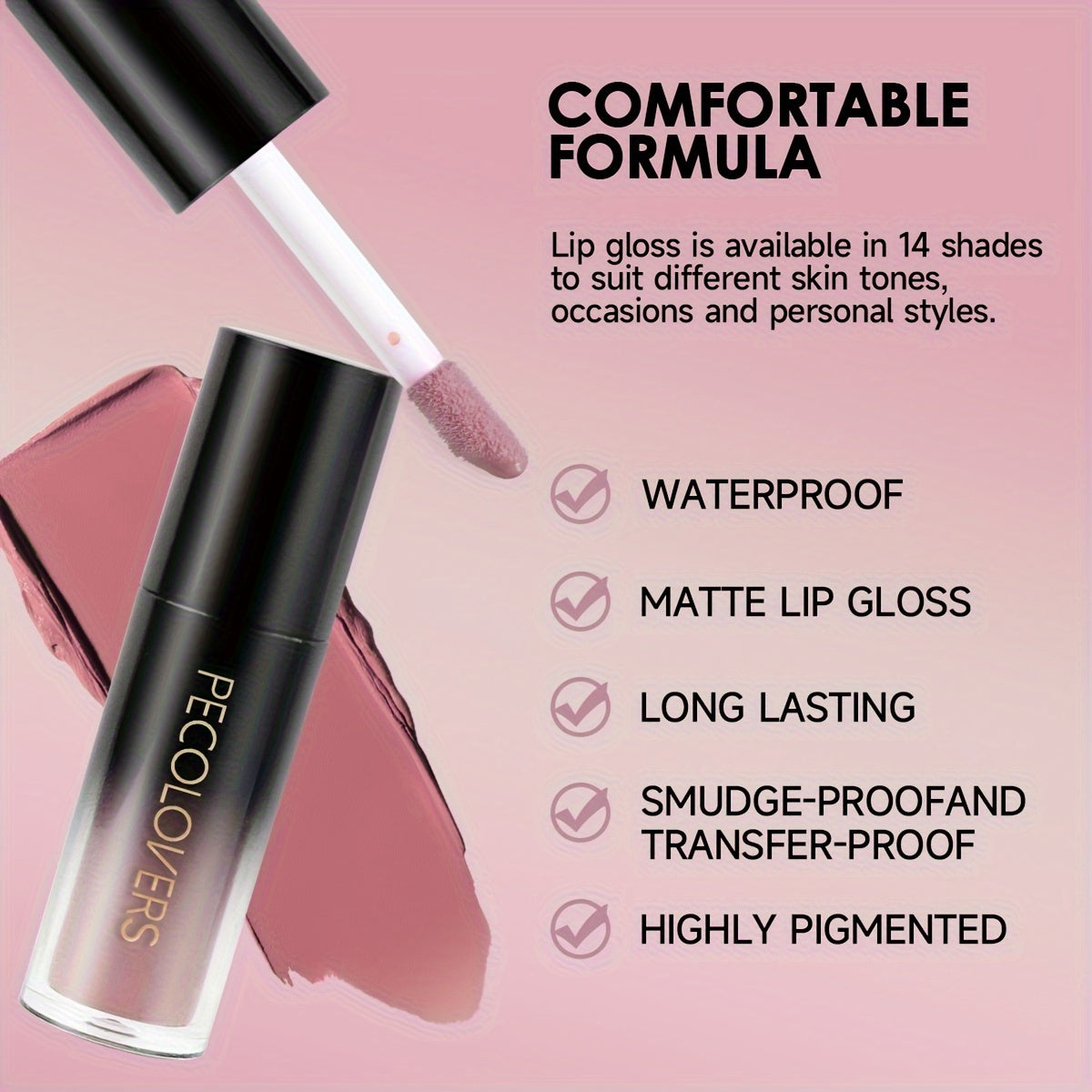 Brillo de labios mate de terciopelo para mujeres, barra de labios líquida de larga duración, 14 tonos