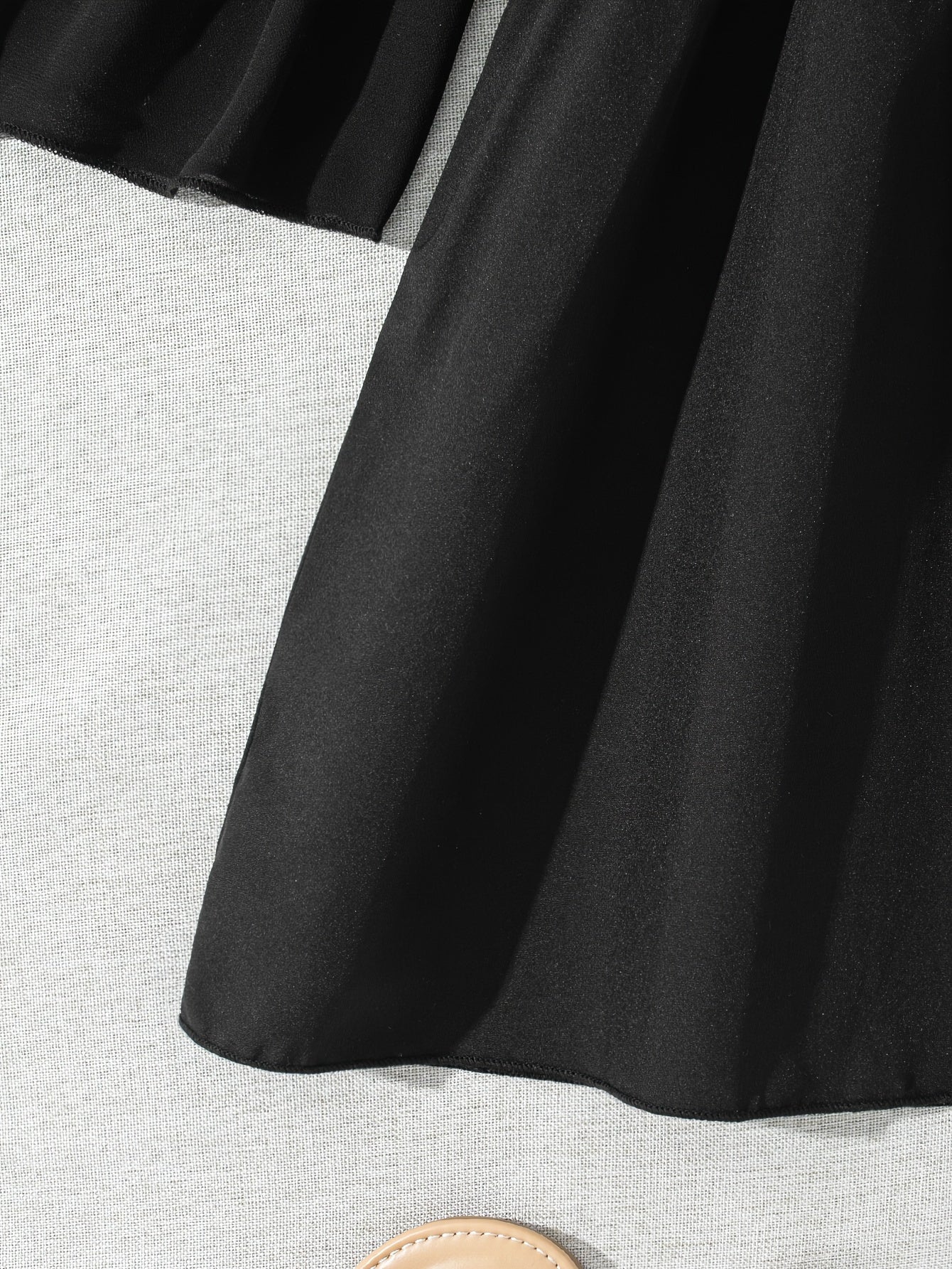 Girls Black Chiffon Dress with Off-Shoulder Ruffle Detail for Summer Casual Wear