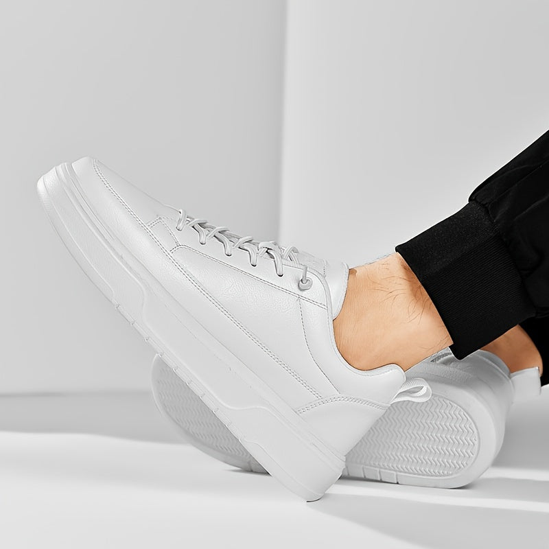 Men's Solid Color Skate Shoes Non Slip Lightweight Casual Sneakers for Outdoor Walking and Travel