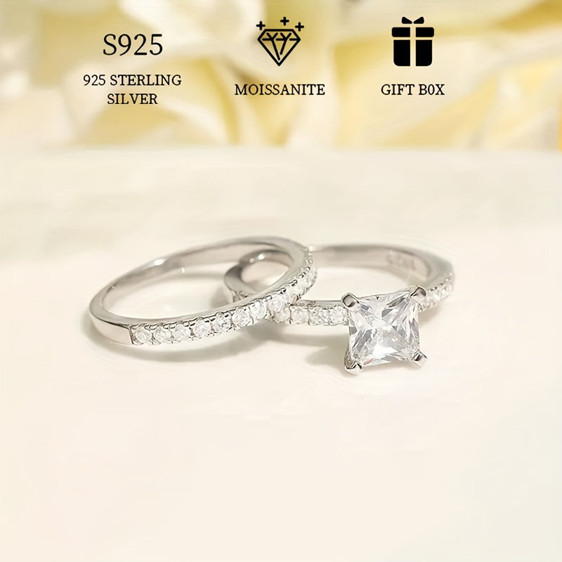 Sterling Silver Stackable Rings Set 1ct Moissanite Engagement Wedding Gift for Women