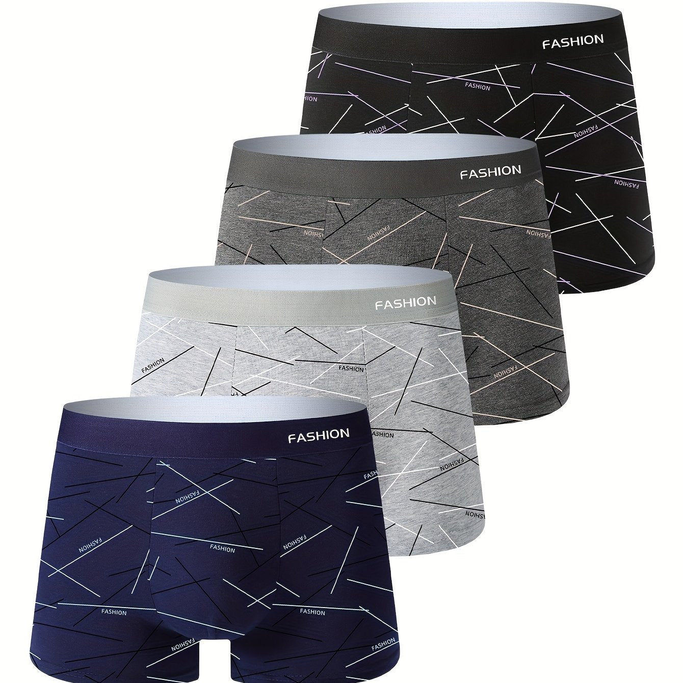 Men's Breathable Boxer Briefs Sweat-Wicking Polyester Spandex Four-Way Stretch Large