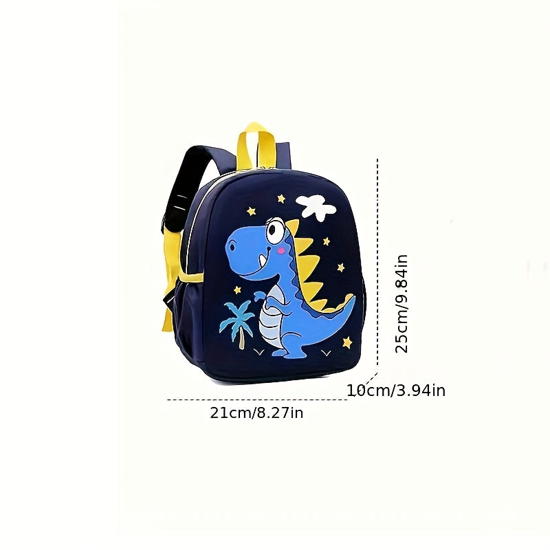 Mochila infantil de dinosaurio, a prueba de agua, de nylon, con correas ajustables, lavable a máquina, con detalles en azul y amarillo