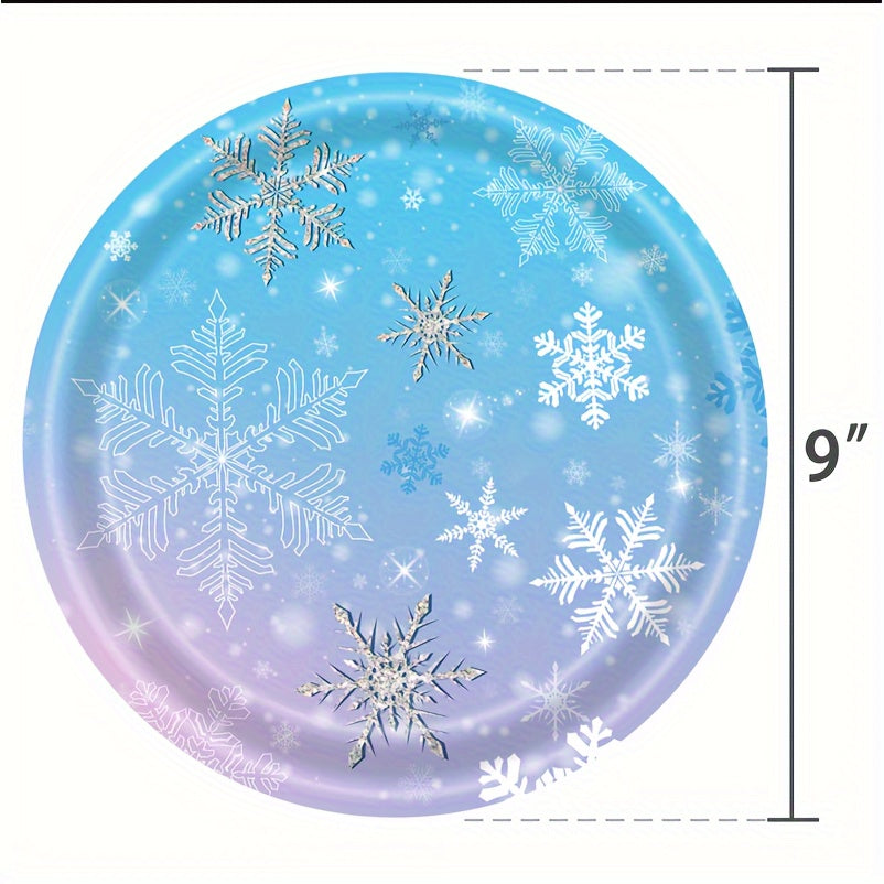 Winter Wonderland Party Supplies Set Blue Purple Snowflake Tableware Kit 68 Pieces