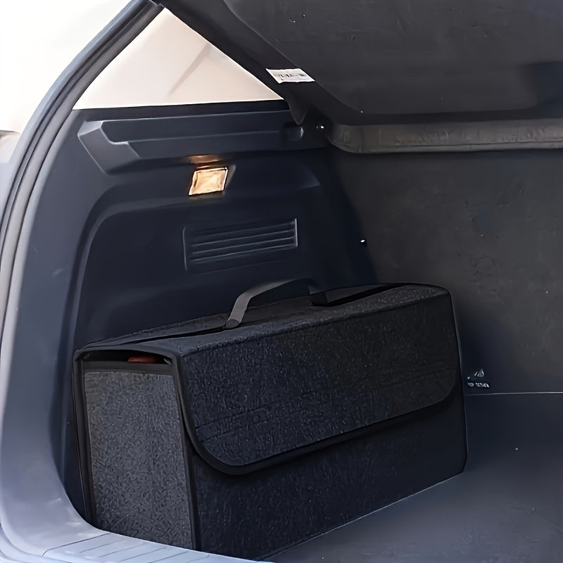 Cubo de almacenamiento para coche, organizador plegable de fieltro, bolsa de almacenamiento para vehículo