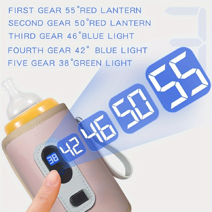 Portable USB Bottle Warmer and Sterilizer with Digital Display and Insulation Cover