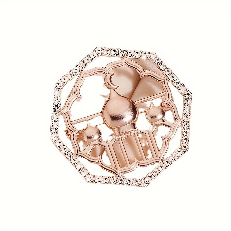 Vintage Round Rhinestone Brooch with Synthetic Pearl and Southeast Asian Charm