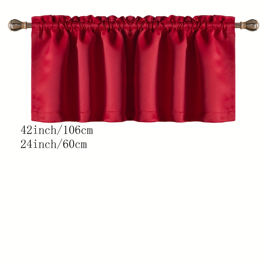 Blackout Insulated Rod Pocket Window Valance for Kitchen Black