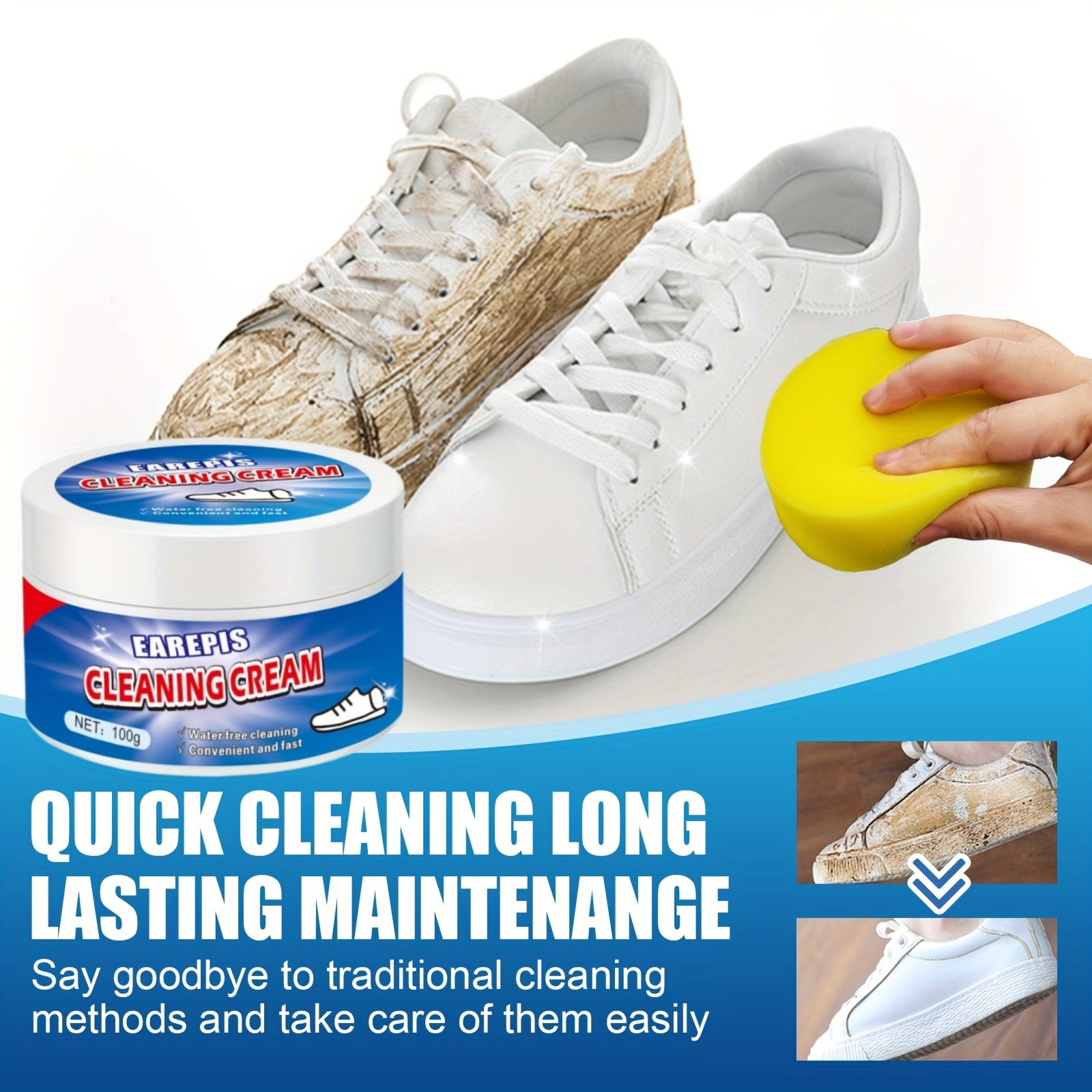 Multi-Functional Gel Sneaker Cleaner with Sodium Bicarbonate and Degreaser