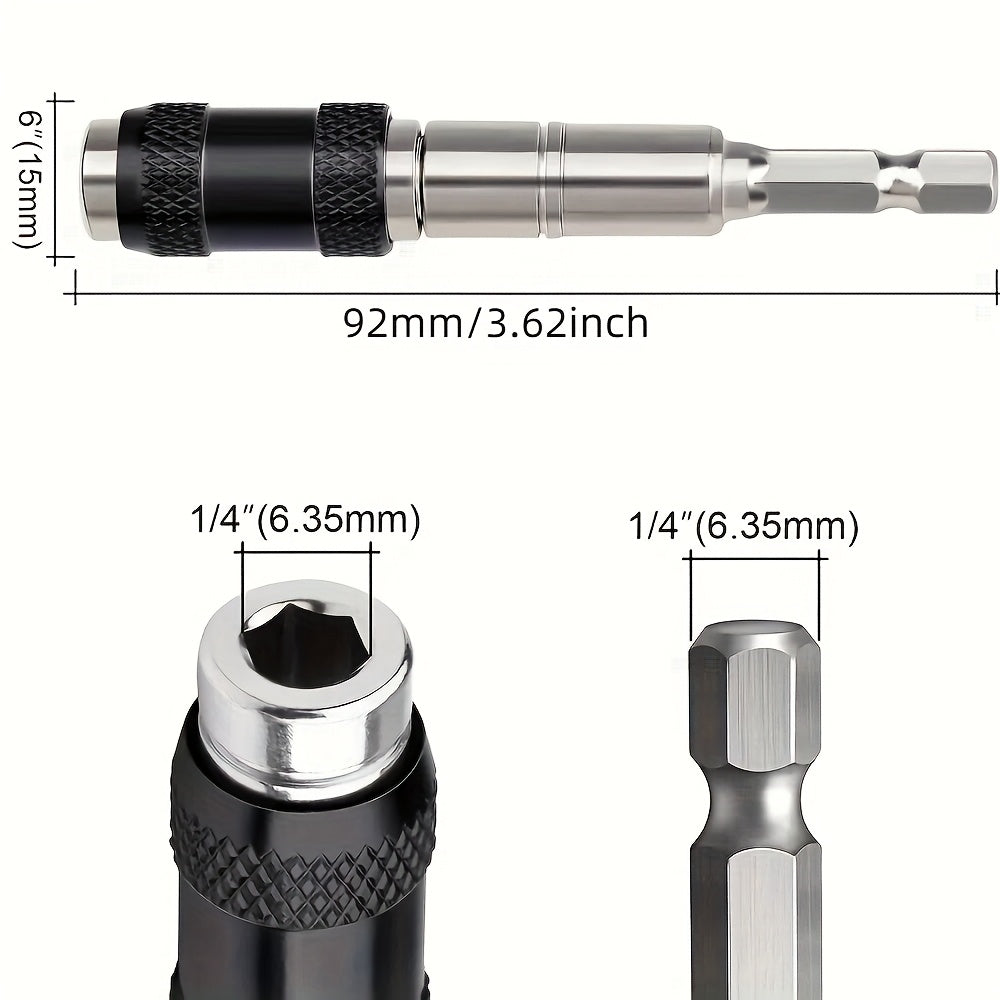 Magnetic Drill Bit Holder 1/4 Inch Hex Quick Change Chrome Vanadium Black