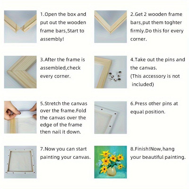 Modern Pine Wood Picture Frame Kit for DIY Canvas Art Oil and Diamond Painting Home Decor