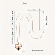 Red Apple Gift Box with Heart Pendant Necklace Rose Gold Plated Synthetic Zirconia Jewelry for Women