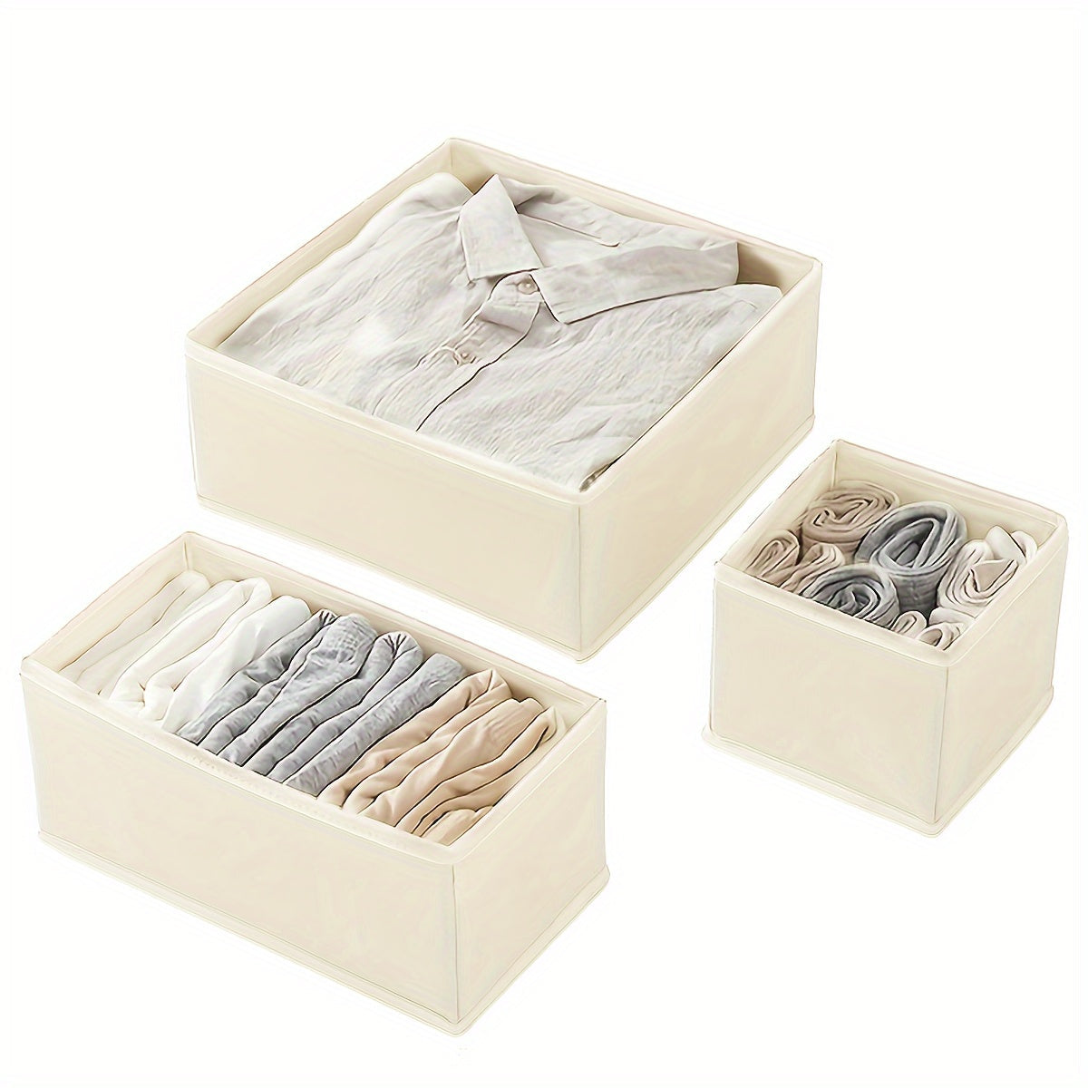 Set of 6 Polyester Non-Woven Foldable Storage Bins for Closet Organization