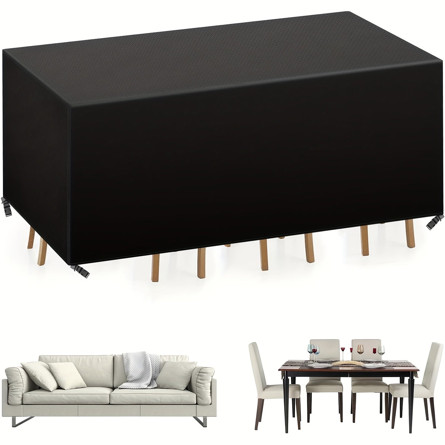 Rectangular Garden Furniture Cover Waterproof Oxford Fabric for Outdoor Patio Rattan