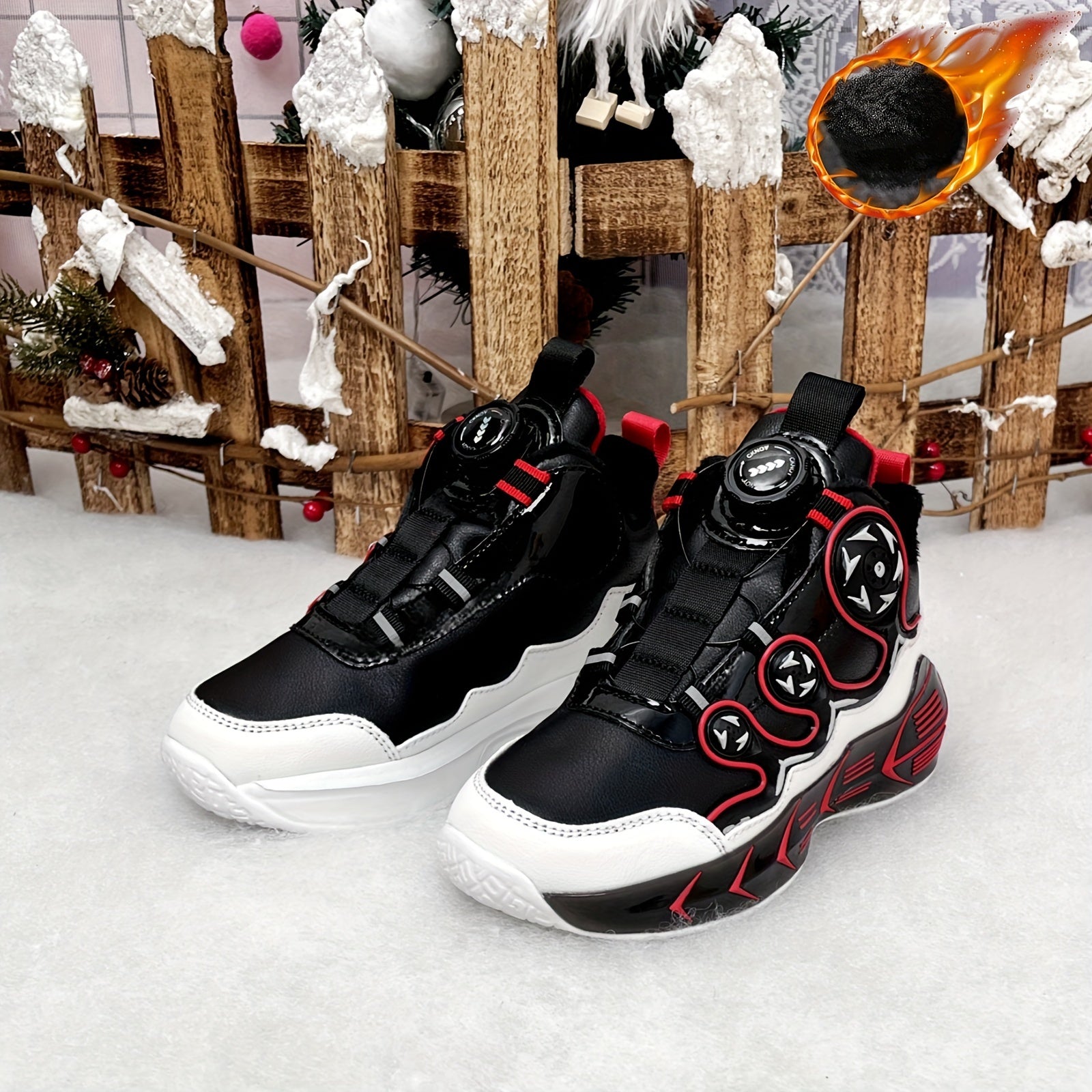 Boys Waterproof Spring Sneakers with Rotating Buckle and Anti-Slip Soles for Outdoor Activities