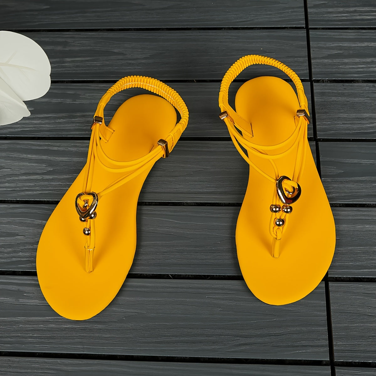 Women's Summer Thong Sandals with Elastic Ankle Straps Flat Beach Shoes