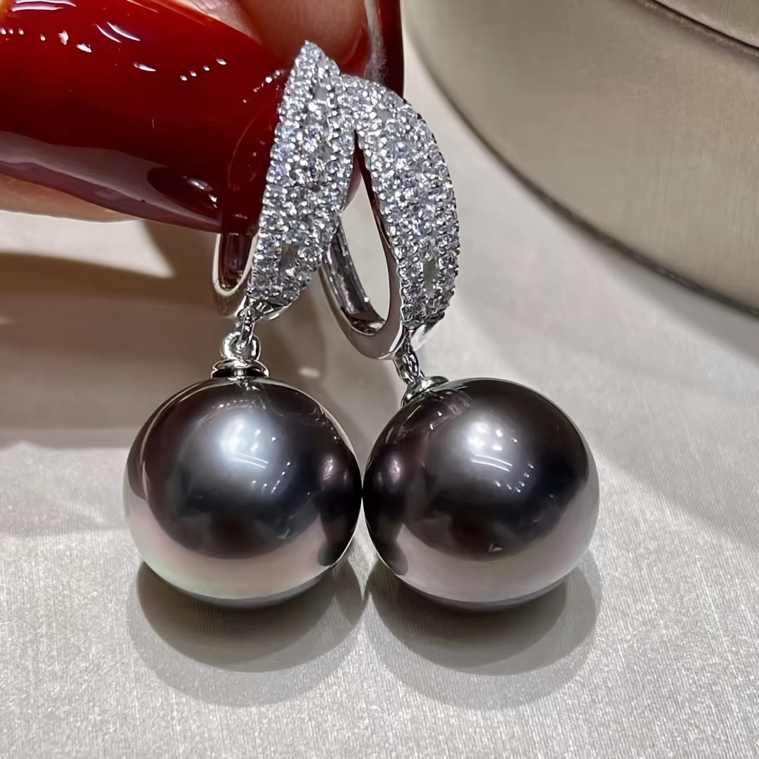 Pearl Earrings with Micro-Paved Zirconia for Weddings and Parties