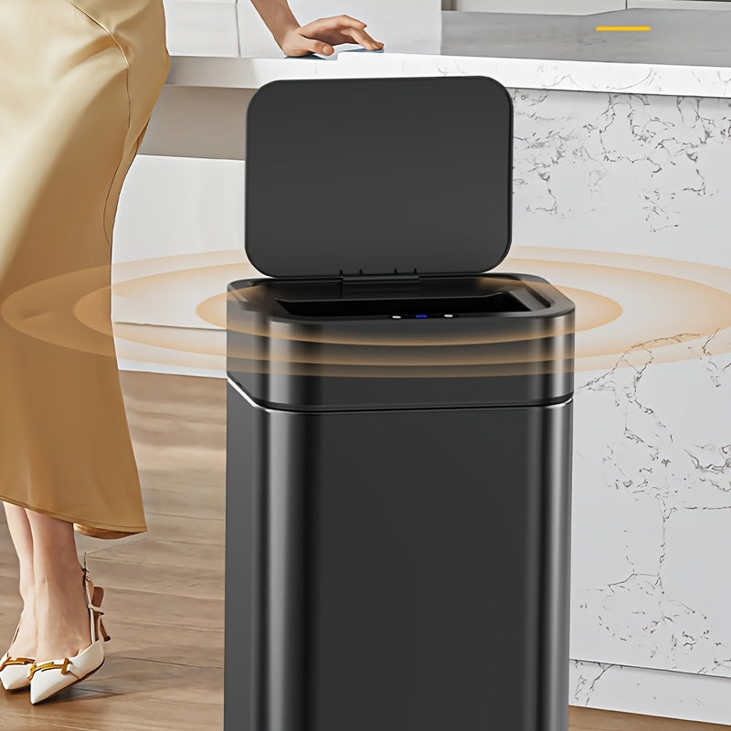 Smart Sensor Trash Can with Large Capacity Stainless Steel Infrared Kick-Activated Odor-Proof Lid