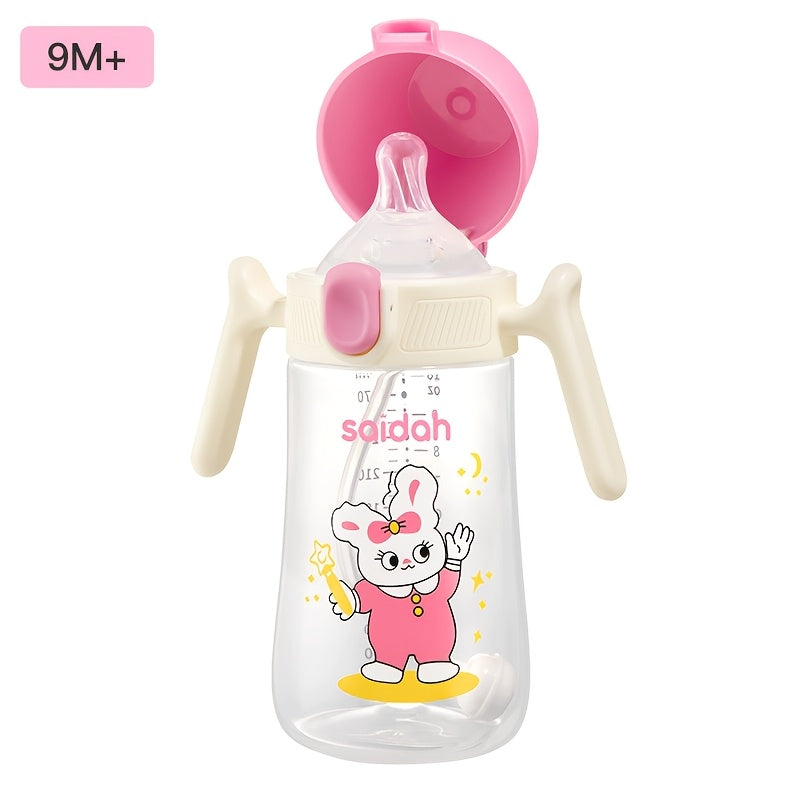 10oz Leak-Proof BPA-Free Silicone Feeding Bottle with Straw for Kids