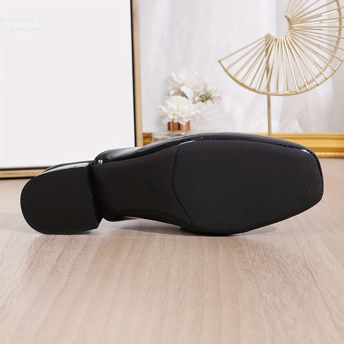 Women's Dress Pumps Square Toe Chunky Heel Lightweight Solid Color Low Heel Man Made Materials