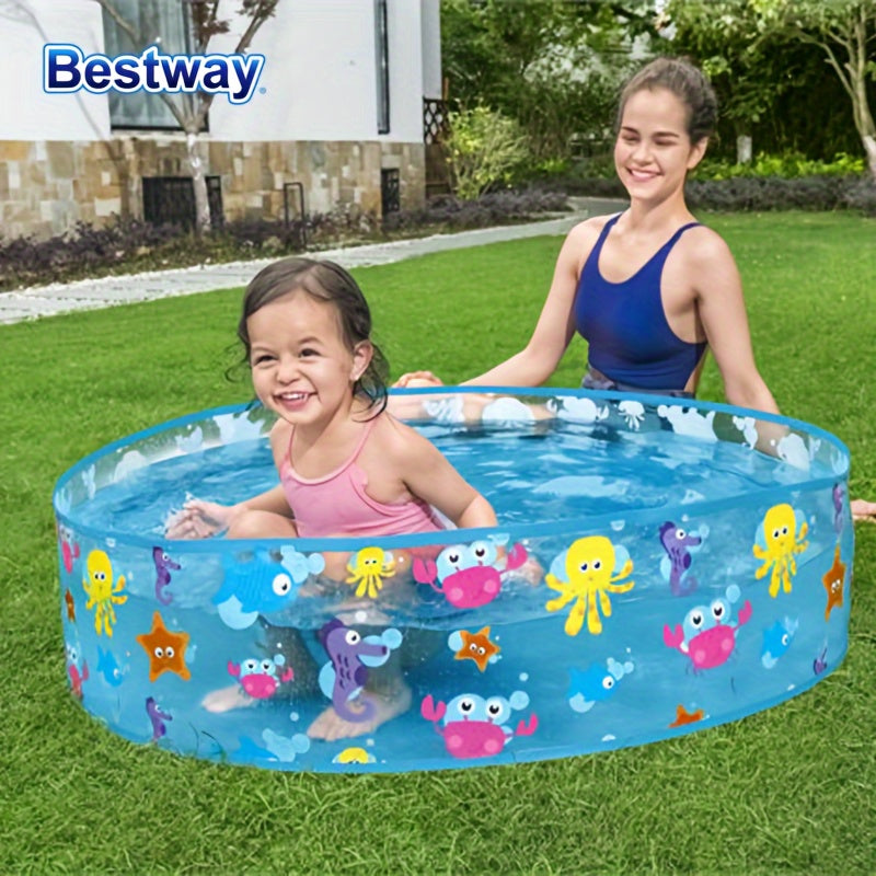 Inflatable Pool for Kids Marine Life Design Durable PVC Easy Fill and Deflate