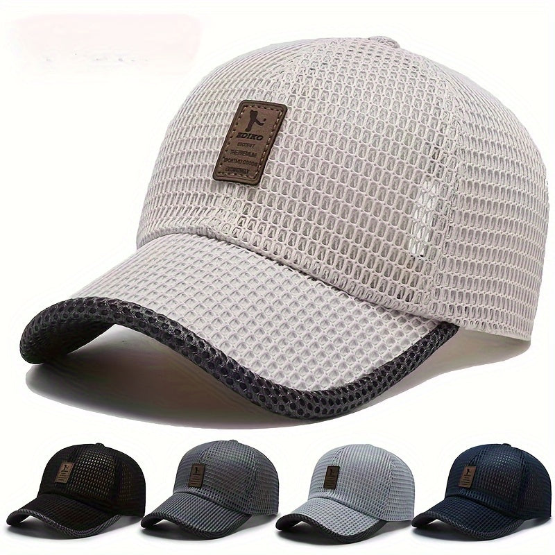 Breathable Mesh Baseball Cap for Outdoor Sports Woven Textile Black