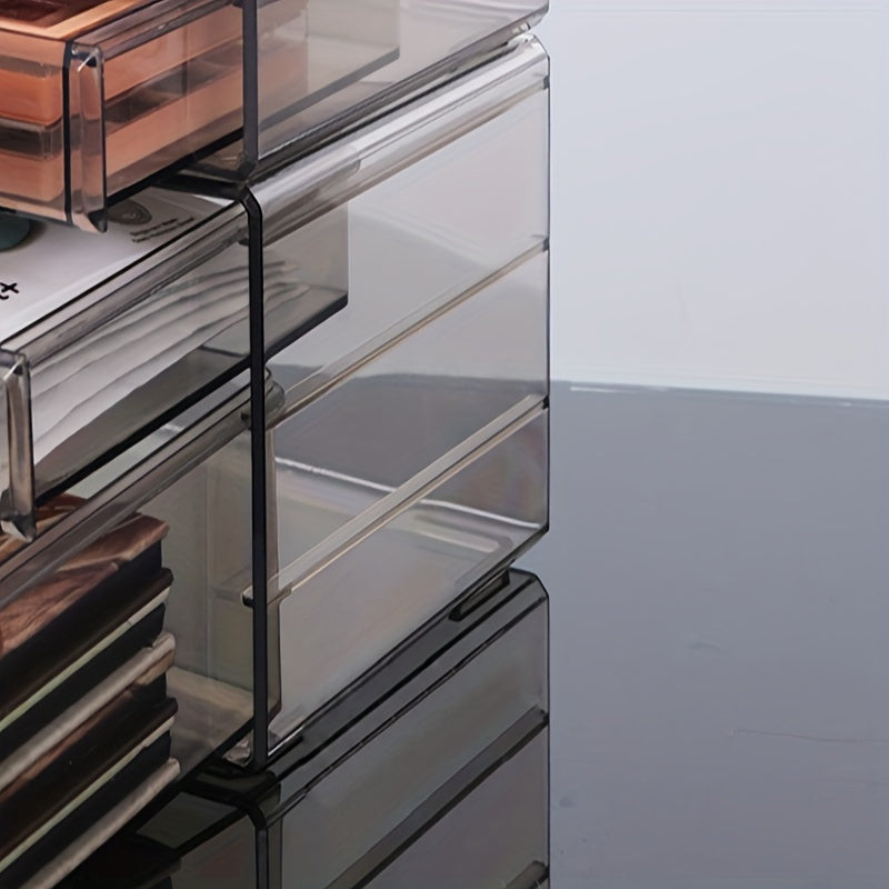 1 dona Kosmetik Saqlash Qutisi, Stolda Makiyaj va Terini Parvarishlash Mahsulotlari uchun Qulflangan Usul