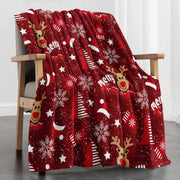 Christmas Reindeer Snowflake Flannel Blanket for Holiday Snuggling