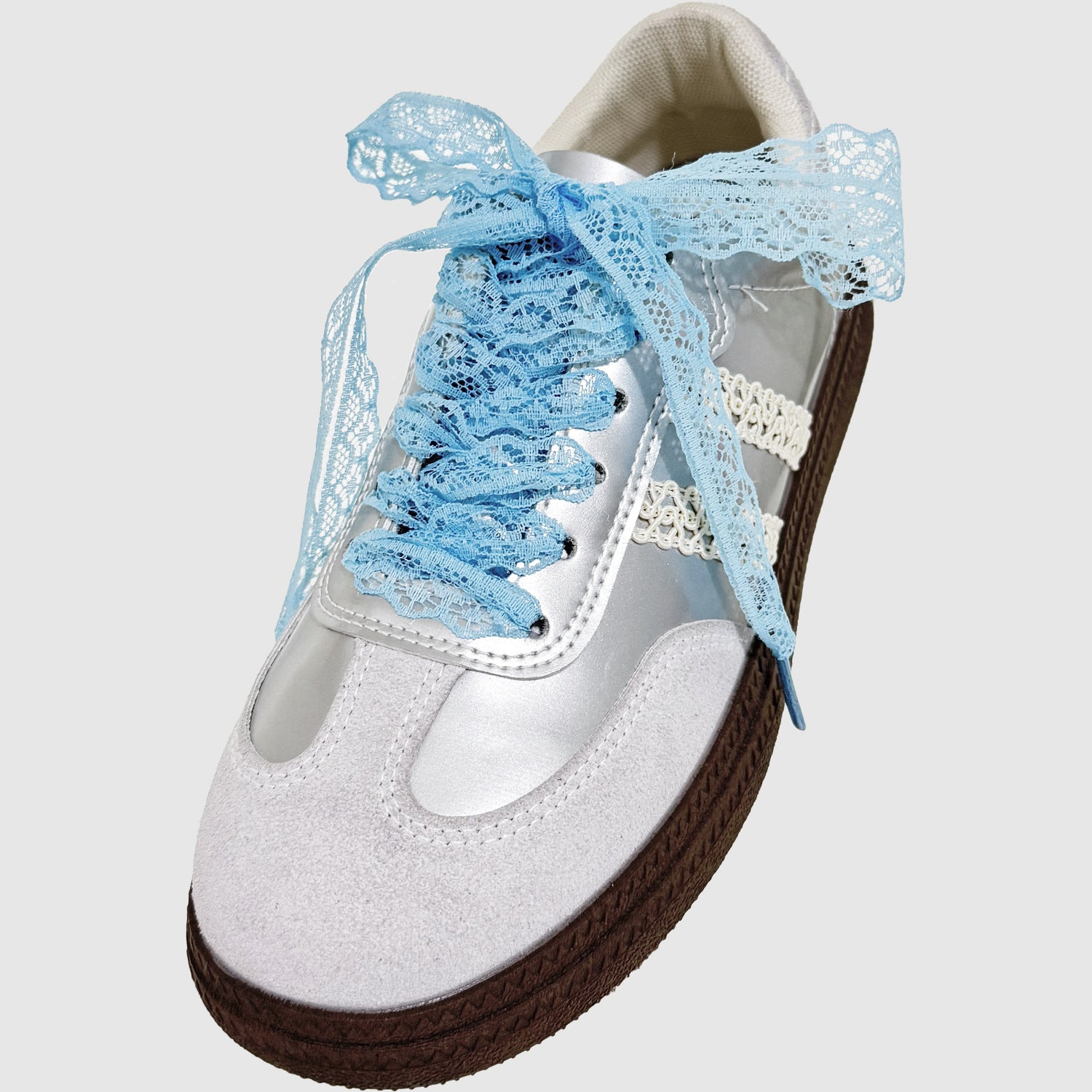 Girls White Silk Bow Shoelaces DIY Accessories 100cm Lace Pair