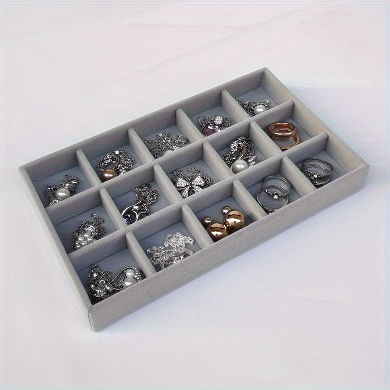 Nylon Light Grey Jewelry Tray 21x12.5cm Mini Ring Storage Box for Travel and Home