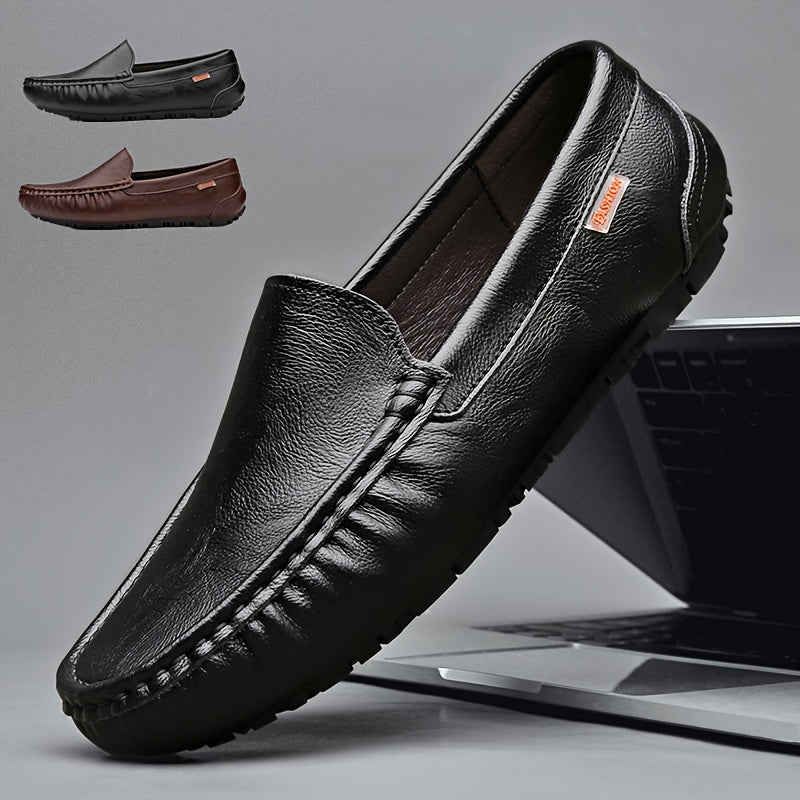 Men's Leather Loafers Slip-On Casual Shoes for Outdoor Spring Summer